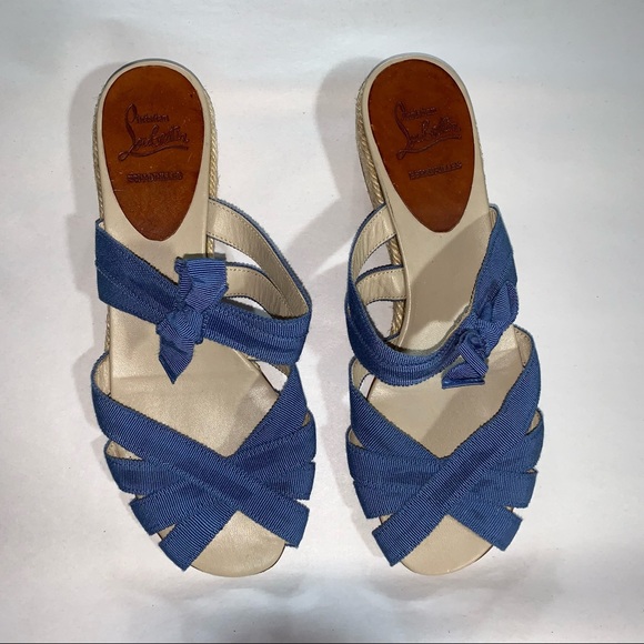 CHRISTIAN LOUBOUTIN size 35 rope wrapped wedge mule ESPADRILLES - Picture 5 of 10